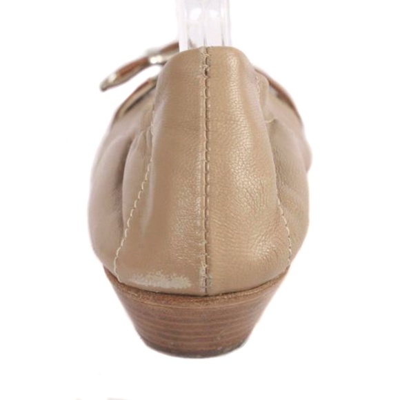 AGL Attilio Giusti Leombruni Tan Leather Peep Toe Ballet Kitten Heels Size 7 1/2 - Picture 4 of 5